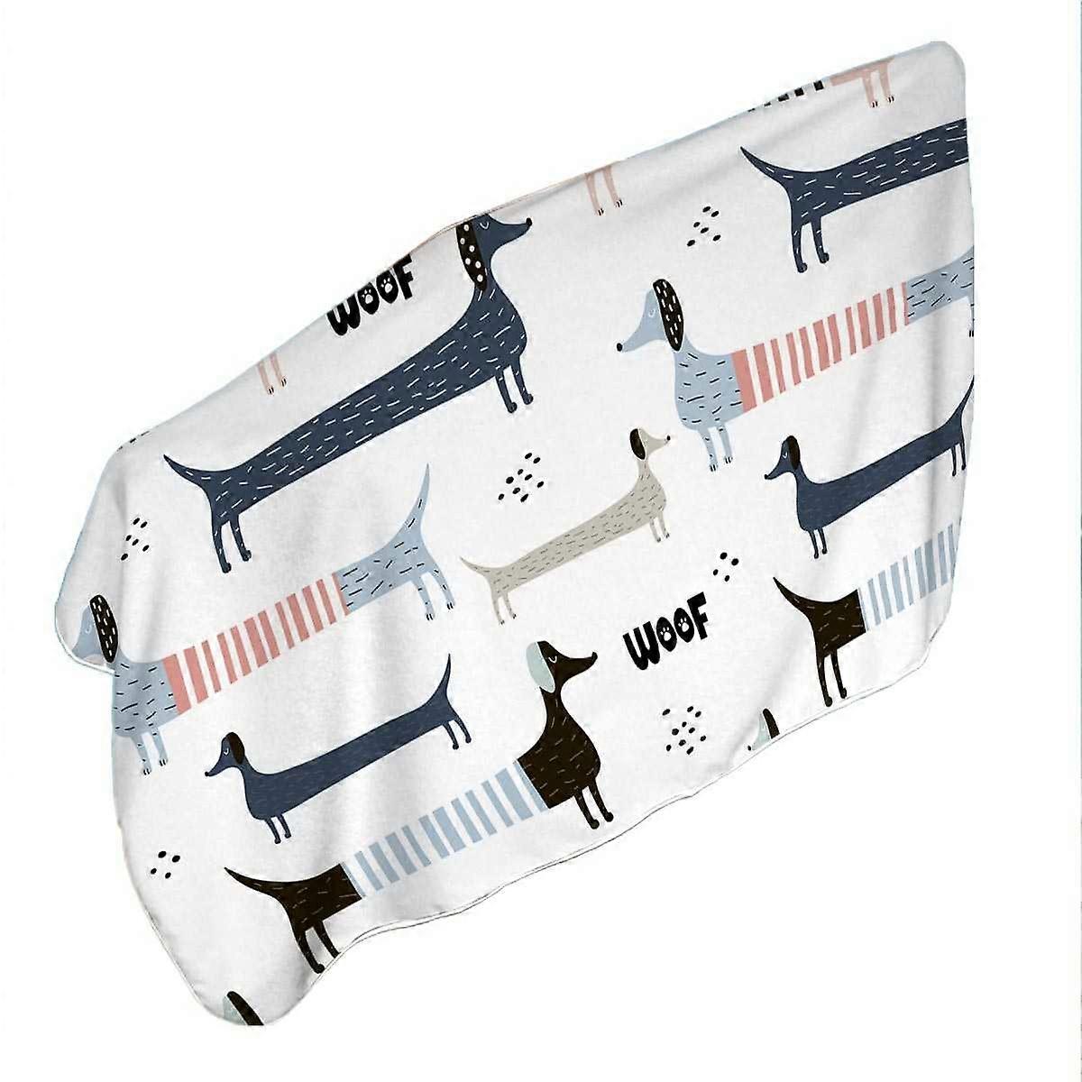 Woof Dachshund Pattern Microfiber Beach Towel