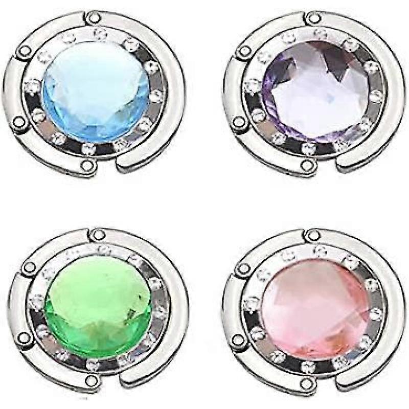 Barsinfi pol 4 Pieces Portable Bag Hook,round Handbag Holder,folding Purse Hook,handbag Hooks,bag Hooks For Table,foldable Bag Hooks For Purse,clothin