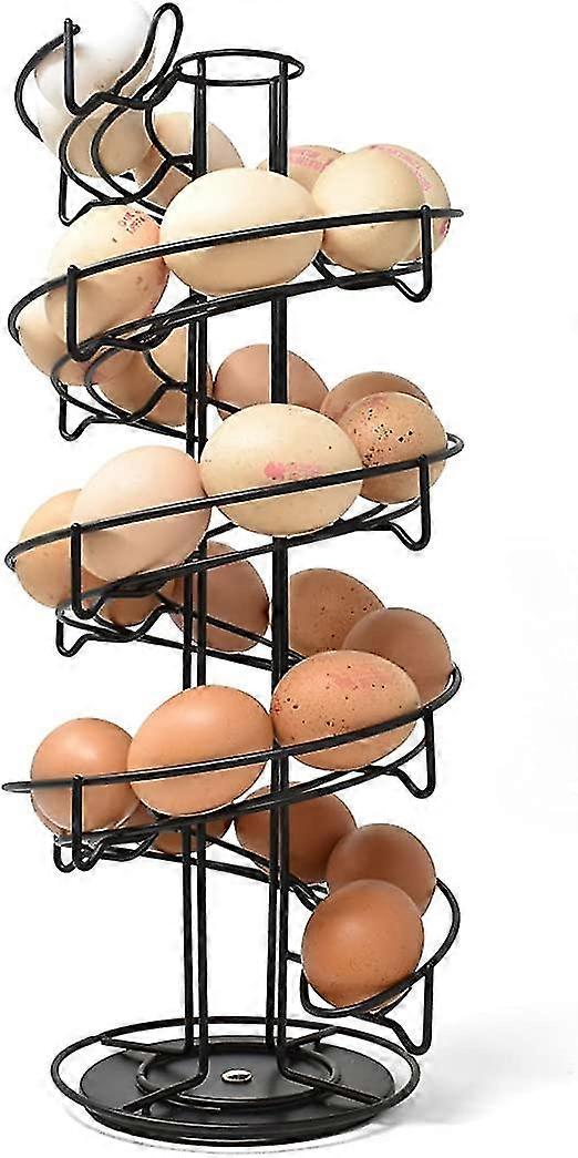 Egg storage for 36+ eggs Non-slip egg rack Spiral egg basket Egg storage/Multifunction egg box for egg coffee capsule etc Black metal egg box
