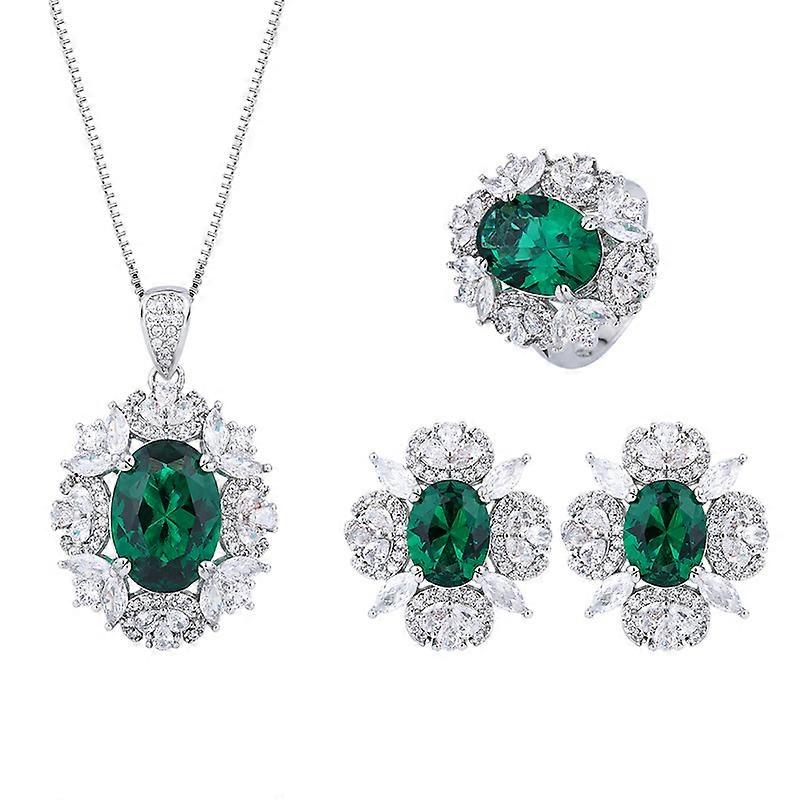 ovale form smaragd anhänger halskette klassischer schmuck hochzeit silber