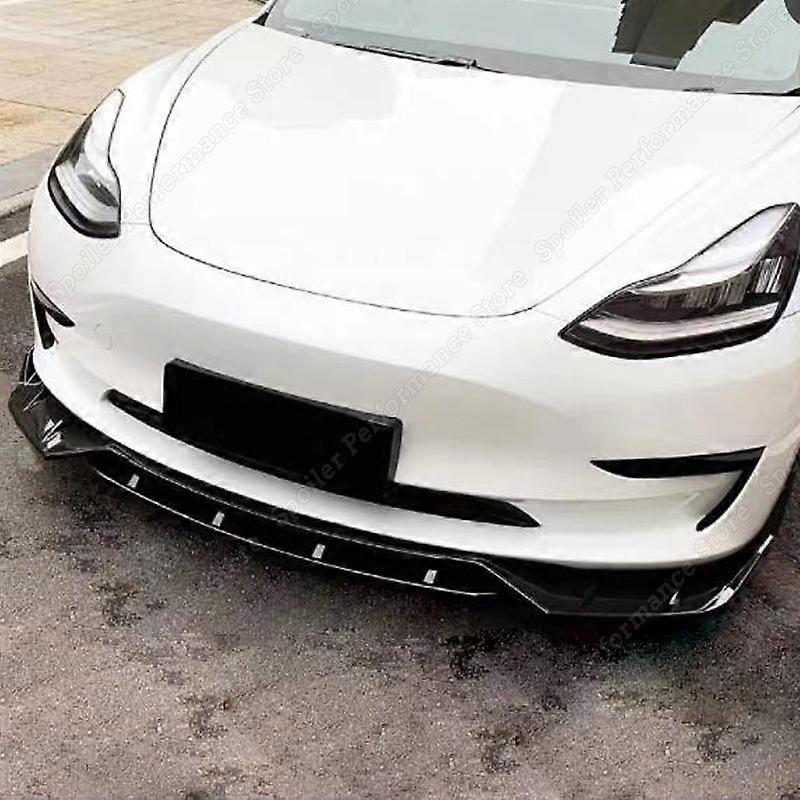 Gloss Black ABS Plastic Car Front Bumper Lip Splitter Spoiler Diffuser Guard Body Kits Trim for Tesla Model 3 2017-2023