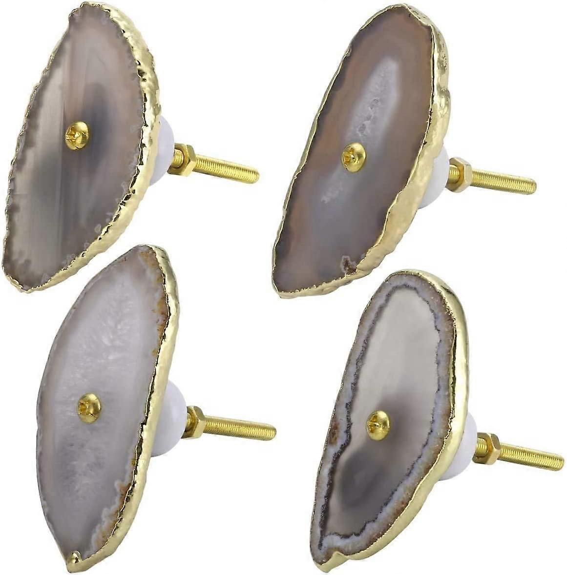 Natural Agate Knob Set Dresser Bedside Table Drawer Handle Decor 4 Pieces