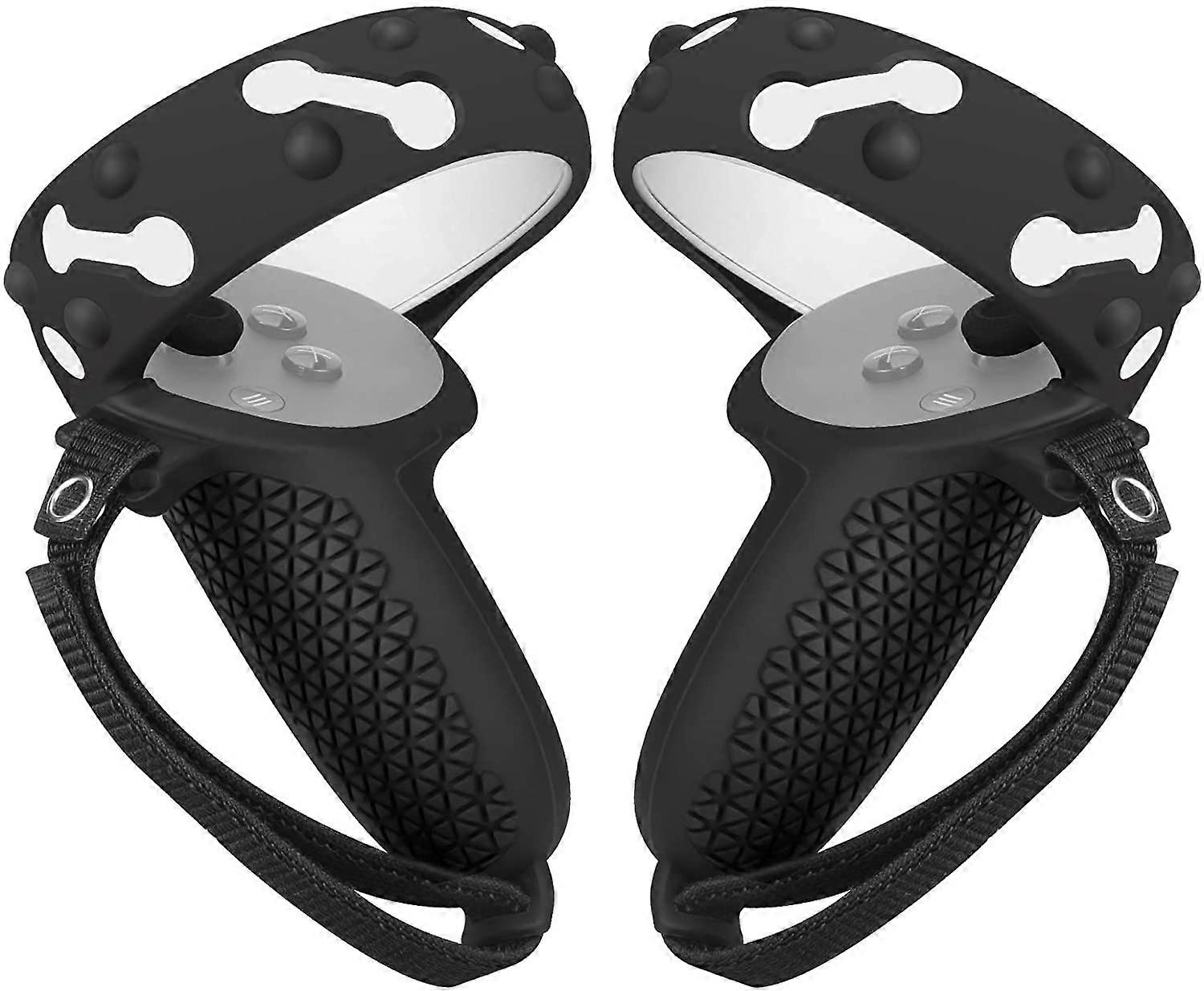 Touch Controller Griffabdeckung für Oculus Quest 2, Silikonringabdeckung Anti-Throw-Griffschutz mit verstellbaren Knöchelriemen