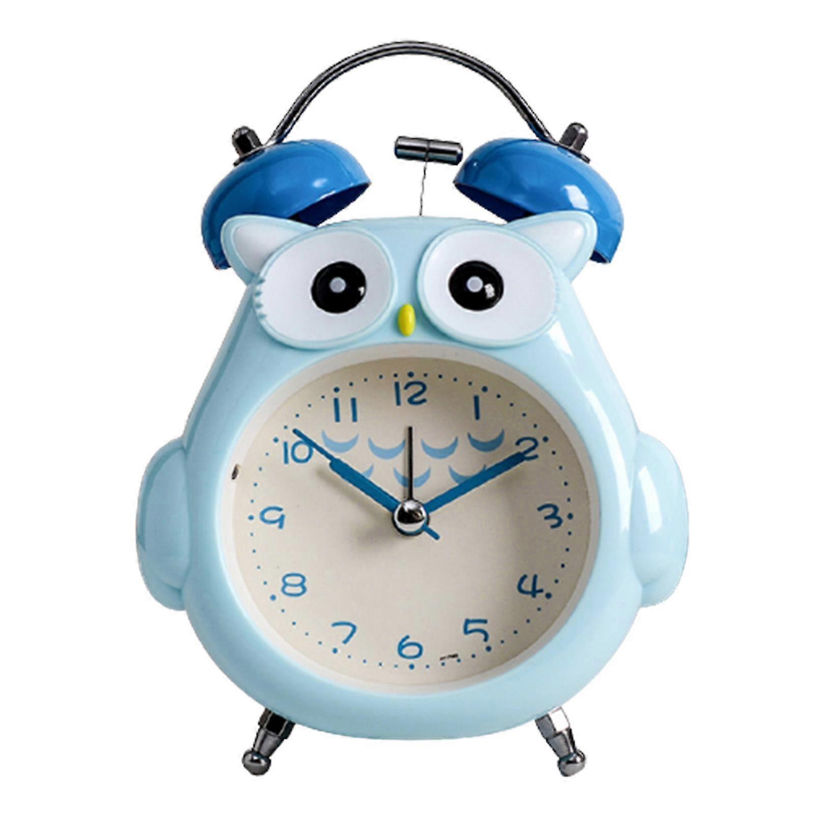 Kids Alarm Clock Owl Loud Bell Analog Alarm Clock Silent Non-ticking Desk Clock With Night Light Battery Operated