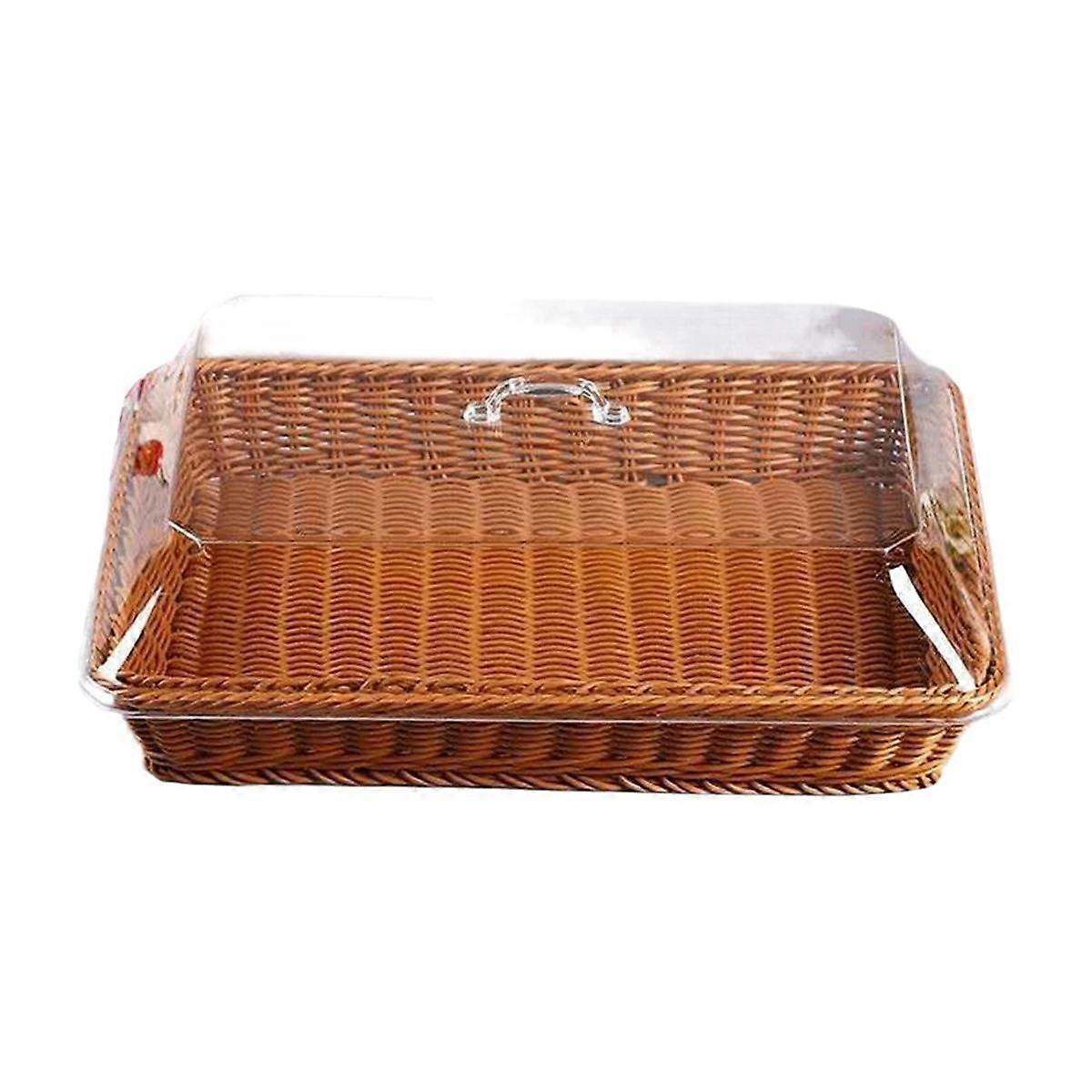 Basket with Lid,Basket with Lid for Food,Tabletop Food Serving Basket,Woven Picnic Basket,Bread Bas