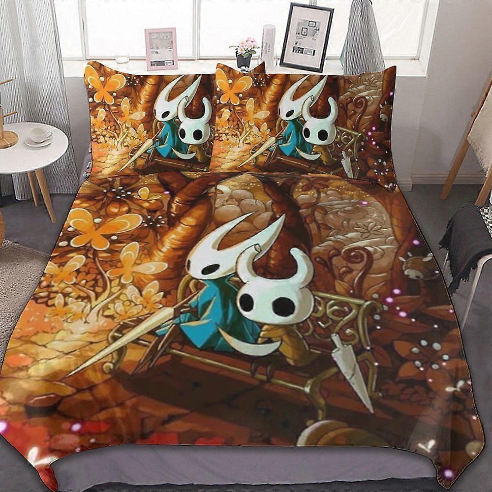v123 Hollow Knight Conjunto de Cama de 3 Peças Conjunto de Capa de Edredão Macio Quente E Confortável Conjunto De Cama Macia Com 1 Capa De Edredão E 2 Fronhas Para Quarto ol123