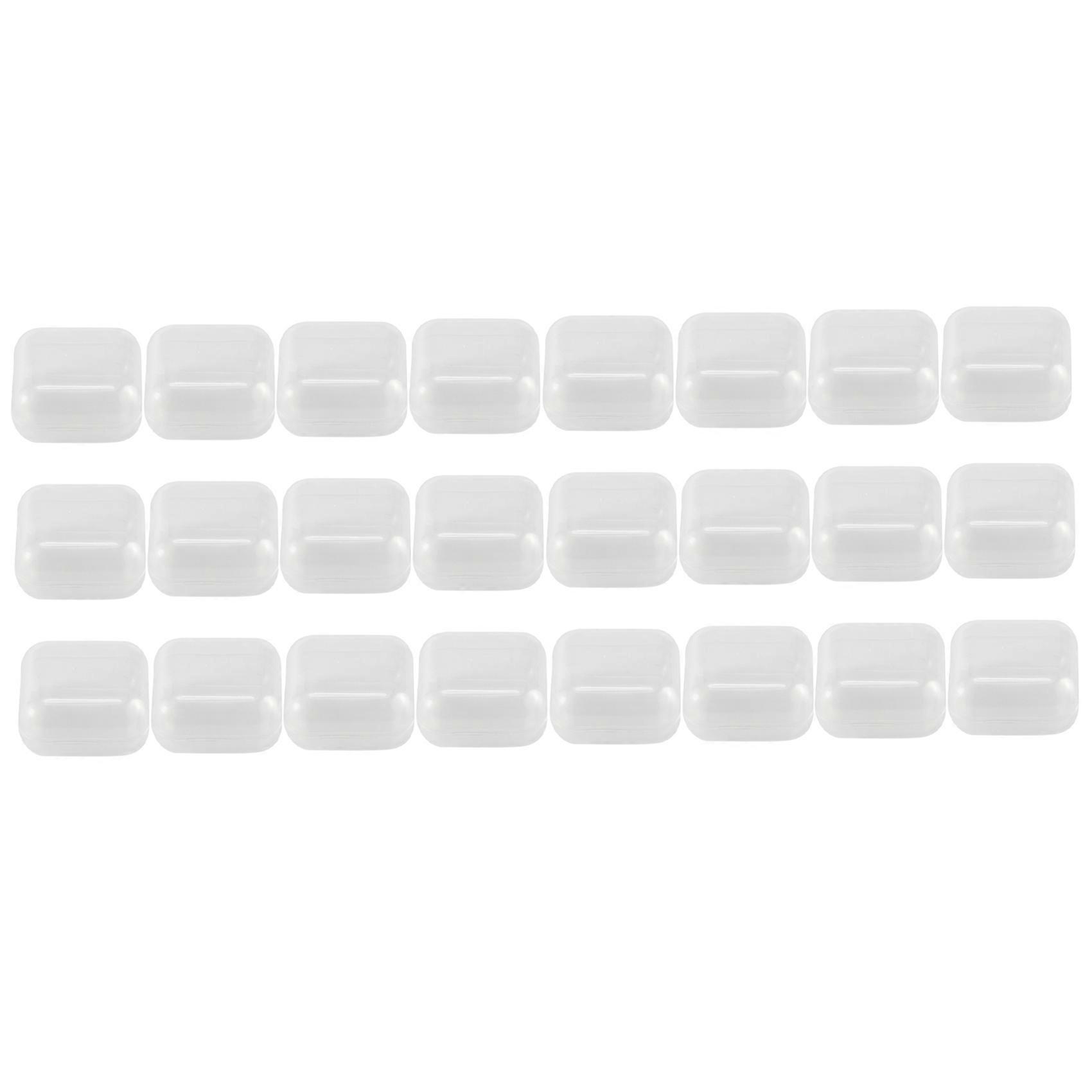 24Pcs Small Clear Plastic Beads Containers Box with Hinged Lid for of Small Items Crafts Hardware