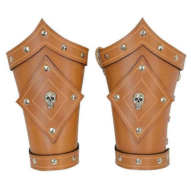 Steampunk Πειρατής Καπετάνιος Δερμάτινο Κρανίο Bracers Μεσαιωνική Βίκινγκ Δερμάτινη Πανοπλία Vambraces Buccaneer Cosplay Κοστούμι Γάντι