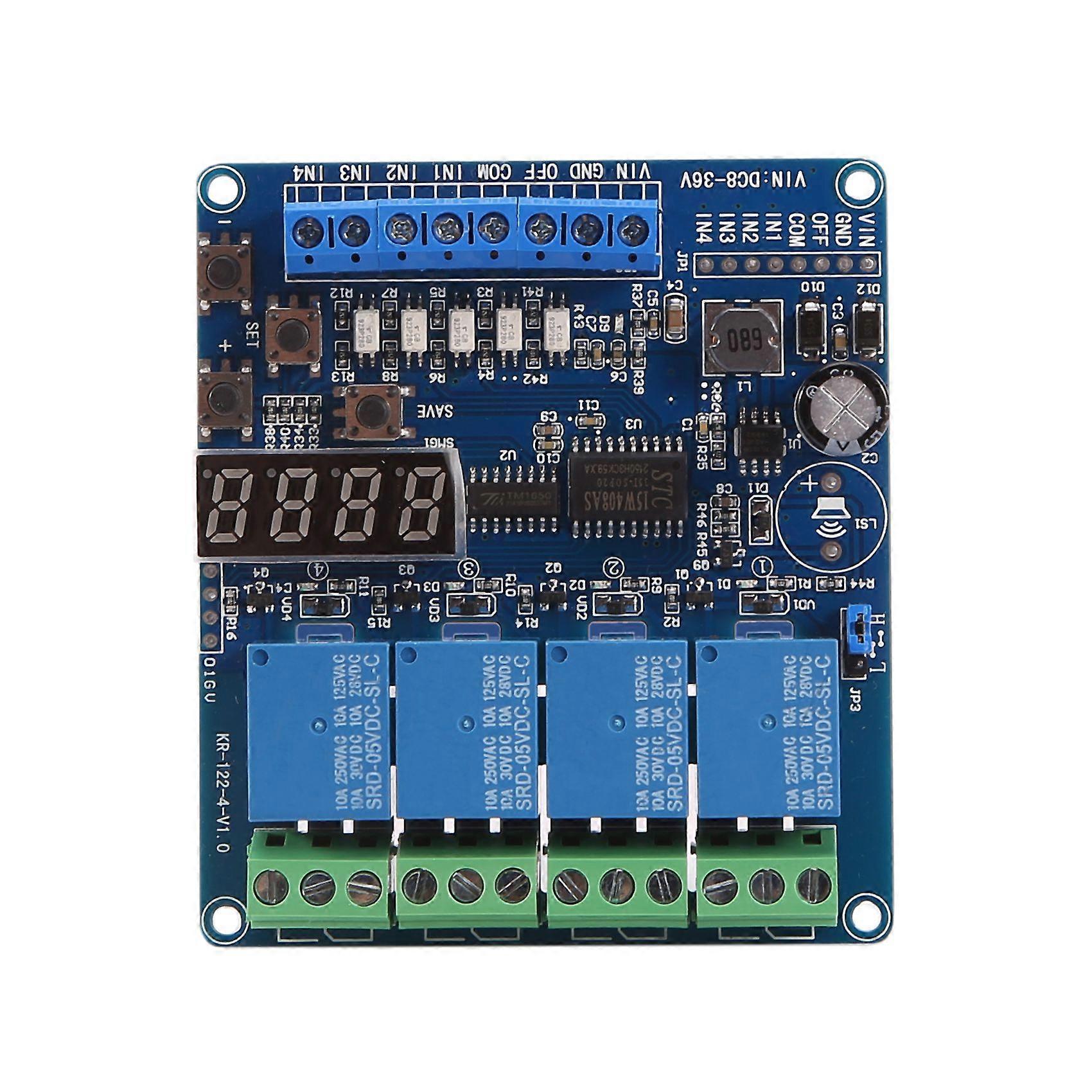 8V-36V 4 Channel LED Display Relay Module Self-Locking Timing Relay