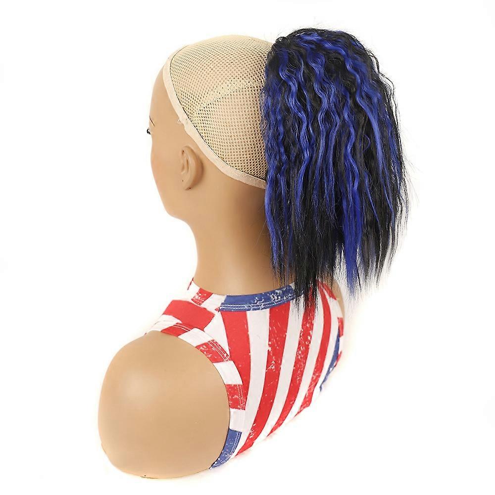 LS868 Shaggy Short Curly Ponytail Wigs, Color: 1BHBlue2 1BHBlue2