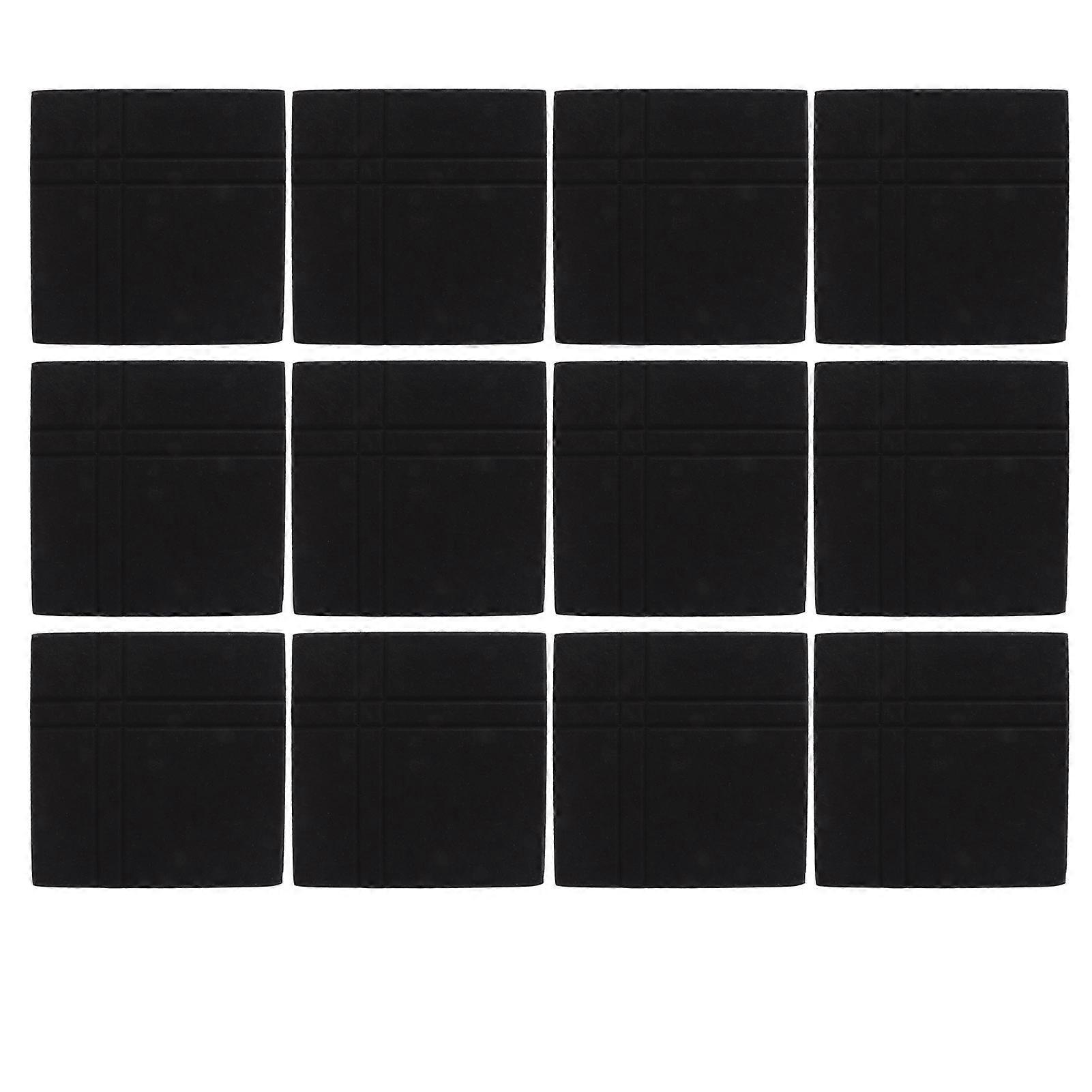 12Pcs Acoustic Panels Black Self Adhesive Polyester Fiber Sound Proof Padding for Studios