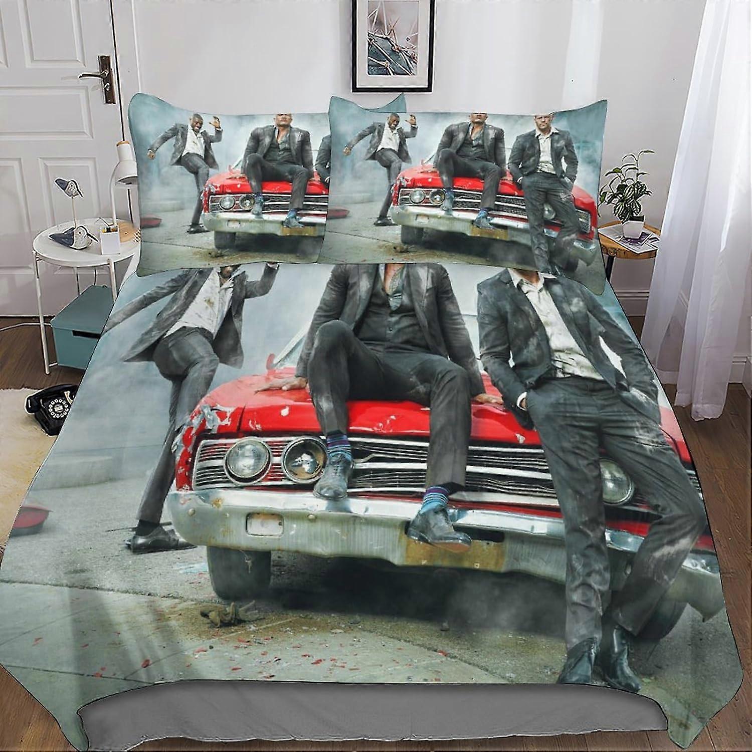 جيسون ستاثام ستار مجموعة الفراش غطاء لحاف وأغطية وسائد 3D ستوكات مع إغلاق سحاب 3 قطع أكياس وسادات مناسبة للأولاد والبنات مزدوجة