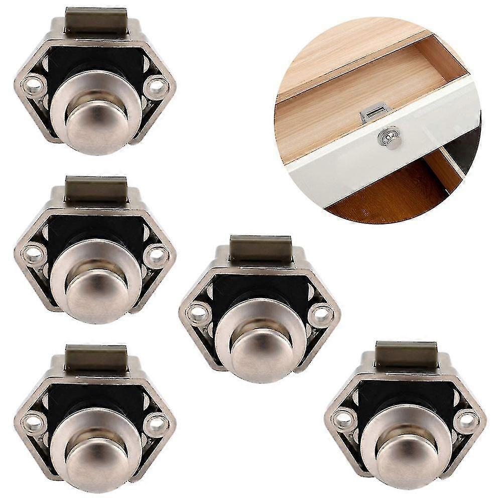 5pcs Mini Push Button Drawer Cupboard Door Catch Lock Caravan Motorhom