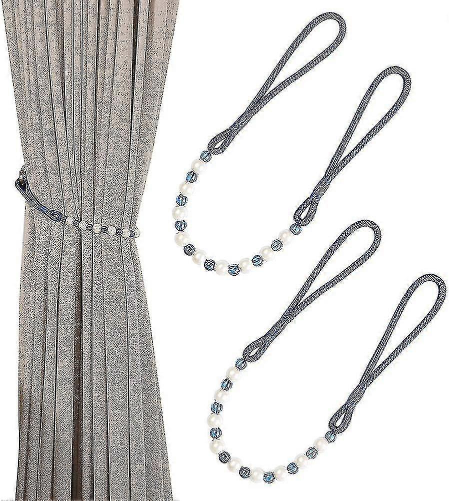 1 Pair Of Acrylic Tiebacks With Pearls Royal Blue