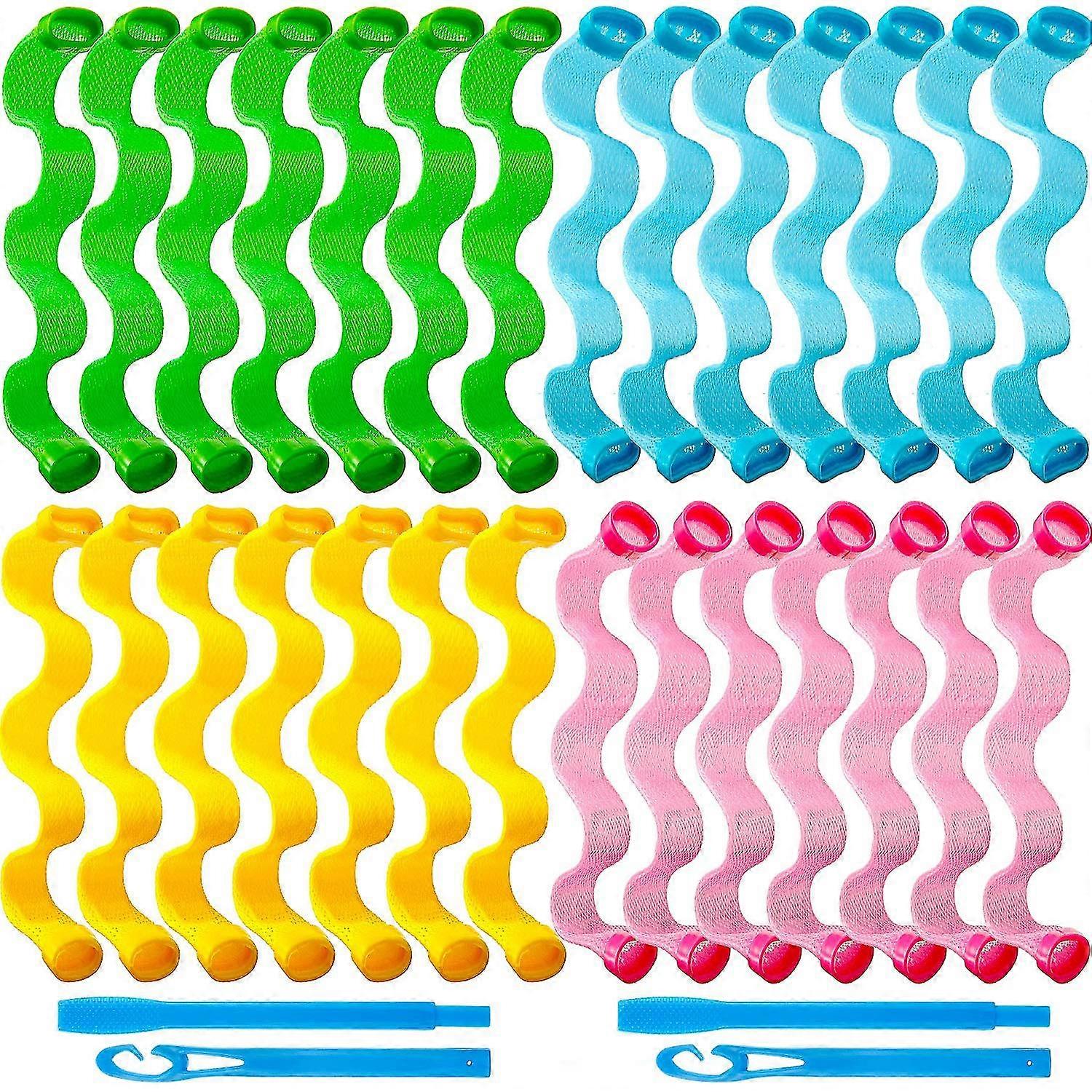 28 pezzi Bigodini per capelli Riccioli a spirale Nessuna ondata di calore Bigodini per capelli Kit per lo styling Kit per capelli a spirale Con 2 p...