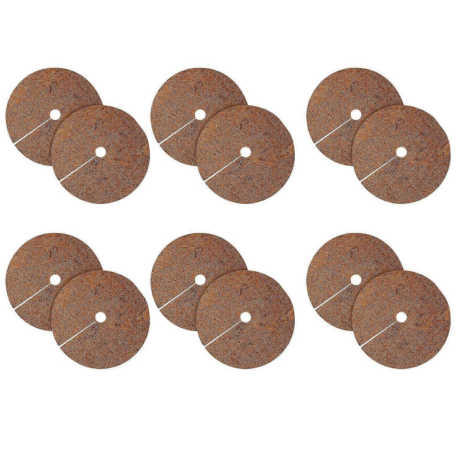 12 Pcs 11.8inch Coir Fiber Tree Mulch Ring Protector Mat- Liner Mulch Mat For Disc Plant Cover Flowe