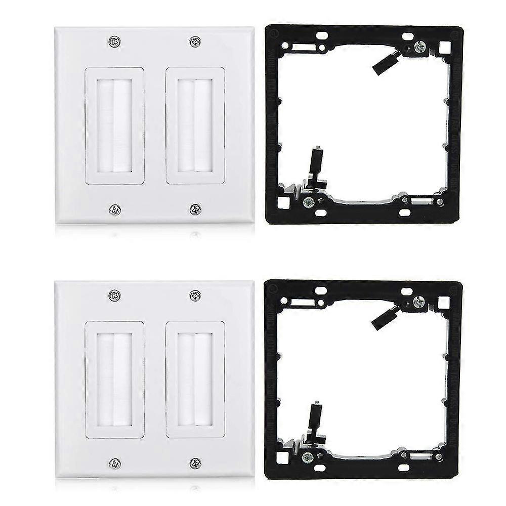 4Pack Dual Brush Plate Cable Wall Plate Brush Wall Plate Pass Through Insert for 2 Cable Access Str