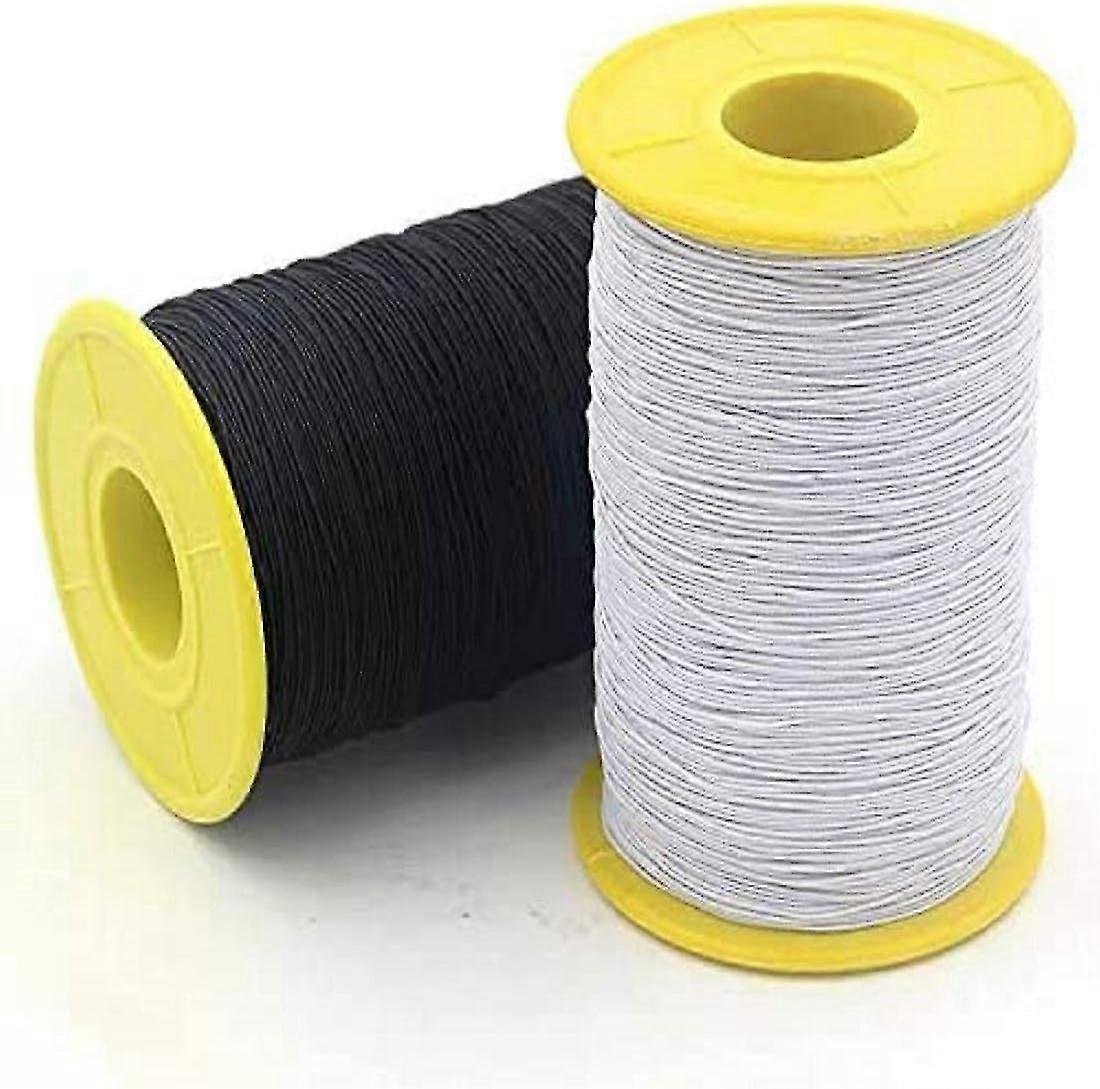 2pcs Sewing Elastic Thread 0.5mm Thickness 547 Yards White And Black