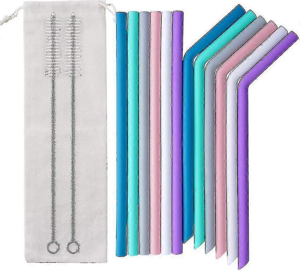 Silicone Straws Reusable Portable Drinking Straws For Adults And Kids 12 Pack