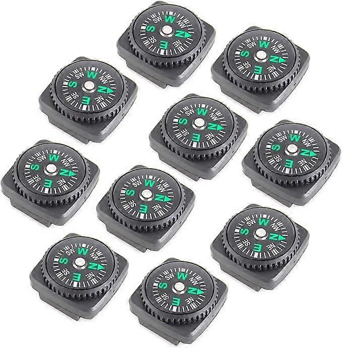 Mini Compass, 10 Pack Liquid Filled Rectangular Pocket Compass Button Compass Survival Button Compass