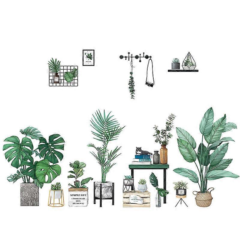 1pc Green Potted Plants Wall Sticker Removable