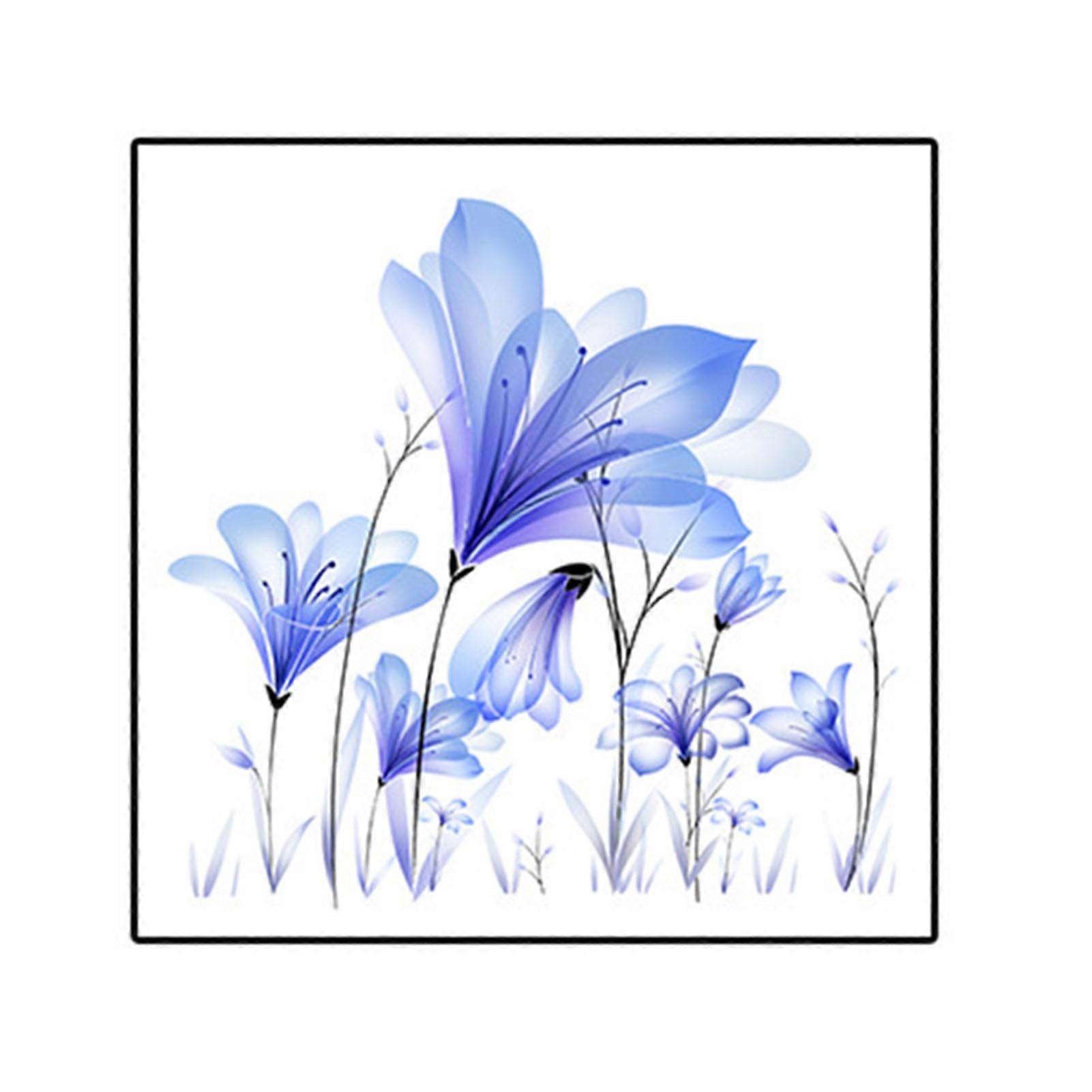 الأزرق زهرة المرحاض ملصق قابل للإزالة ذاتية اللصق للماء PVC غرفة المعيشة جدار الفن الحمام المرحاض غطاء الديكور صائق