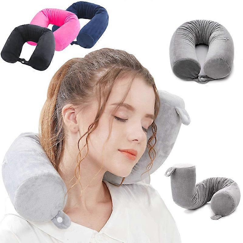 Twist Memory Foam Travel Pillow Neck Pillows Travel Accessories Traveling on Airplane, Bus, Train at Home(Grey Memory Foam)