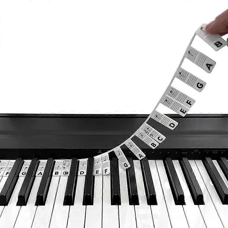 Removable Piano Notes Guide for Beginner, No Need Stickers, Silicone Piano Keyboard Note Labels for Learning, Piano Accessories for 88 Key Full-Size