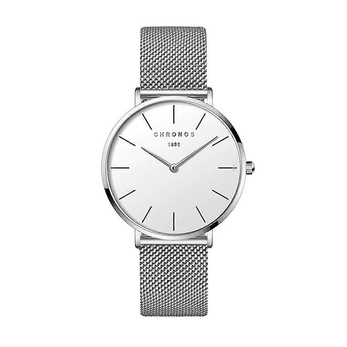 Orologio di moda semplice business classico cinturino in acciaio inossidabile cinturino al quarzo quadrante bianco per le donne