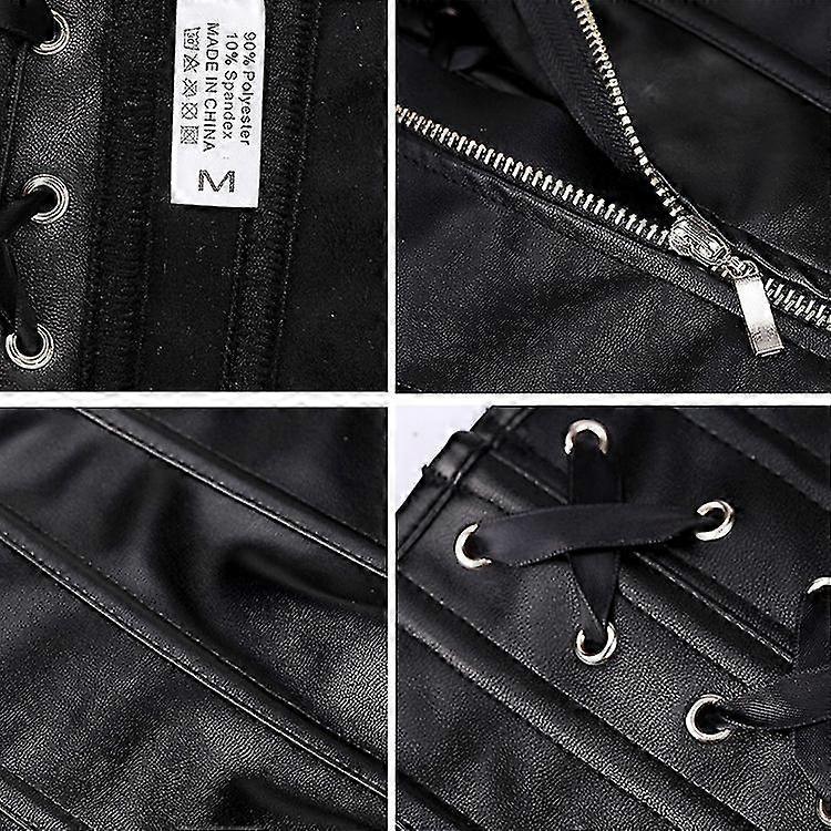 Pepe Taffeta & Faux Leather Overbust Corset With Jacket