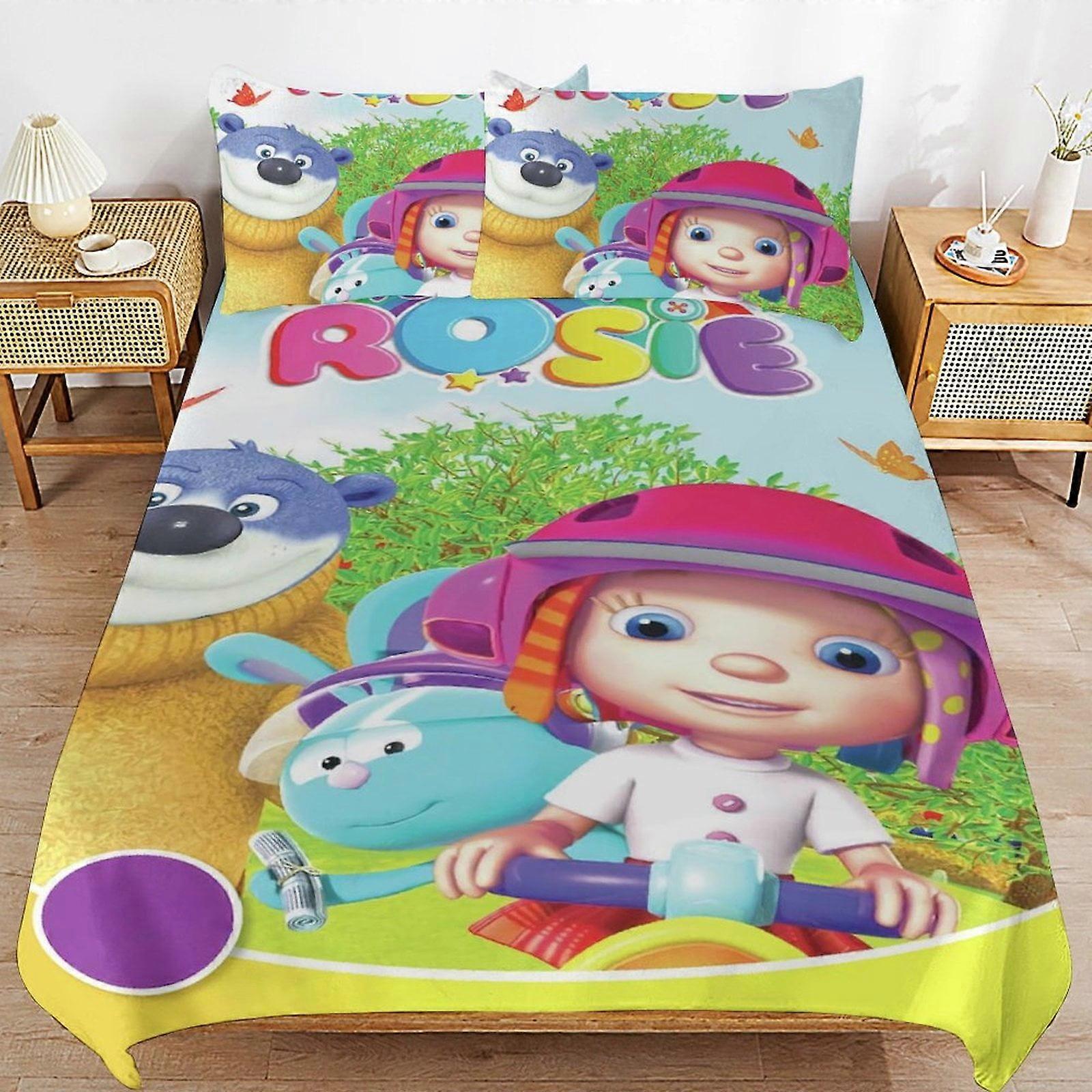 Sängkläder set NK227 Everything's Rosie Sängkläder Ultra Mjuk Hudvänlig Påslakan 3 Delar, Söt Täcke Täcke Sängset PC227