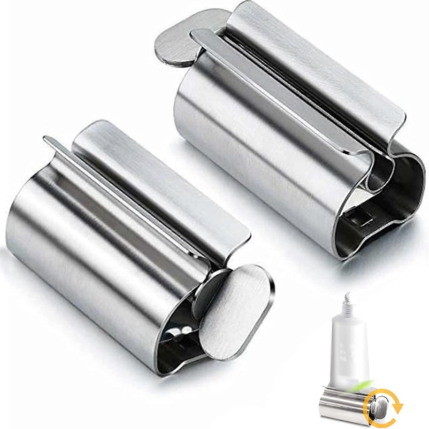 2Pcs Stainless Steel Tube Squeezer, Toothpaste Squeezer, Toothpaste Rollers, Rotating Toothpaste Dispenser