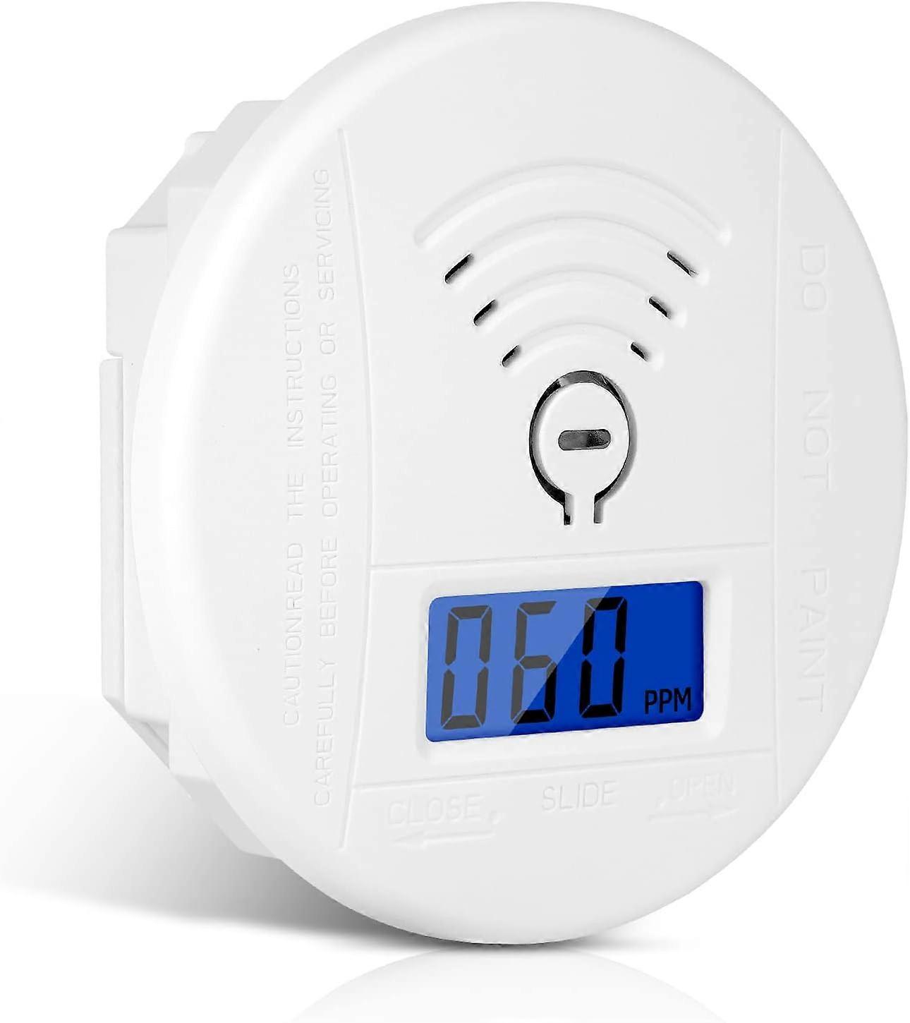 Carbon Monoxide Detector, Intelligent Carbon Monoxide Detector with LCD Display, EN 50291 Compliant, with Test Button and LED Status Light (Mini 1PC)