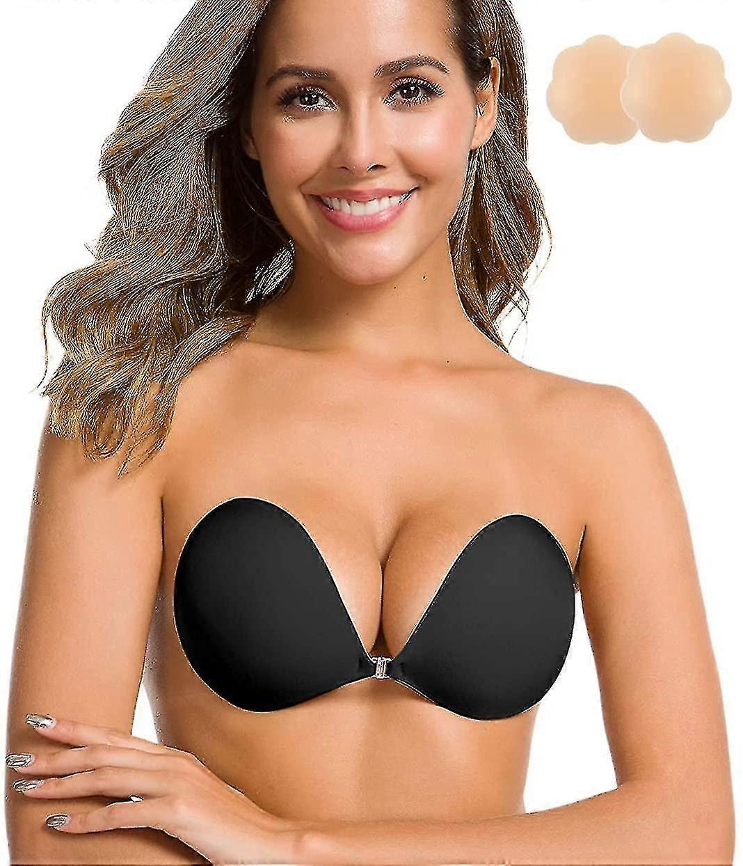 Adhesive Bra Strapless Sticky Invisible Push Up Silicone Bra For Backless Dress With Nipple Covers Nude