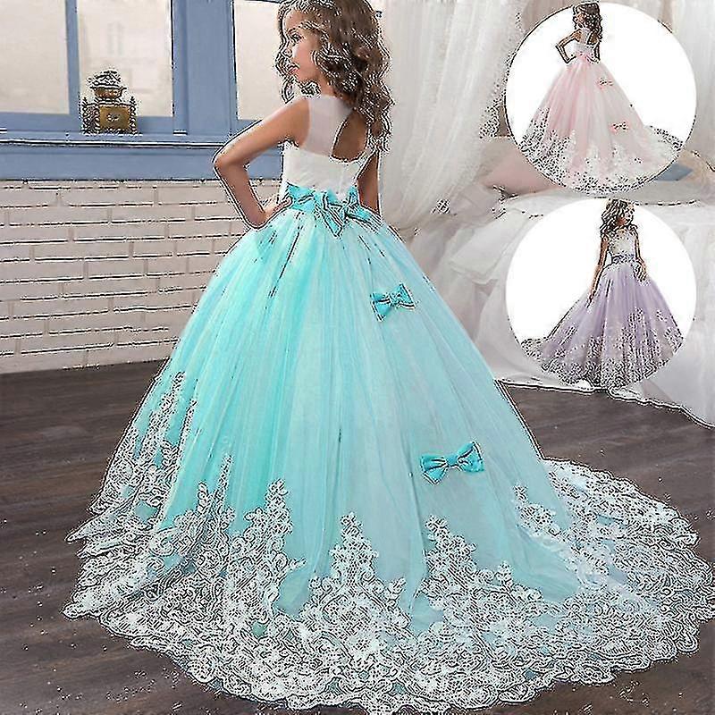 thumbnail image 2 of Girls Long Lace Ball Gown – Kids Princess Dress For Prom, Party, Wedding (Ages 4-14) 2 of 5