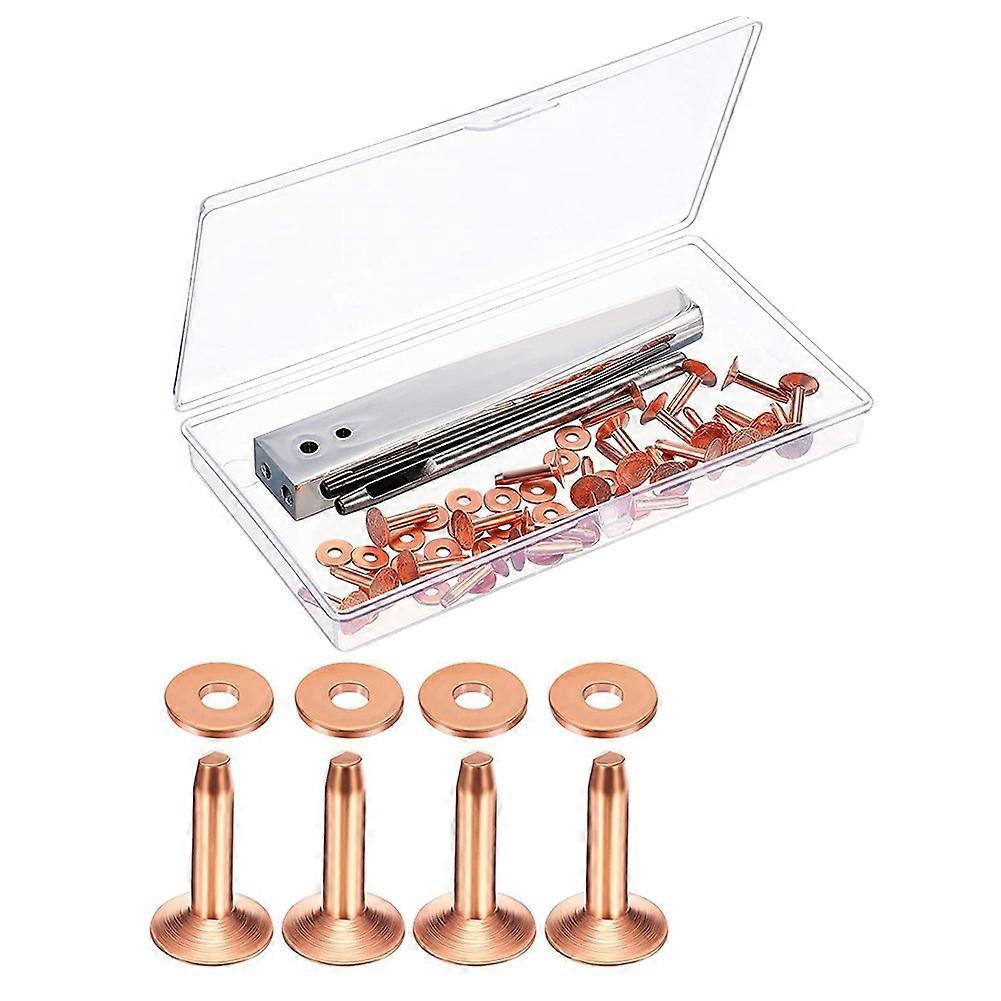 Copper Rivets and Burrs Leather Copper Rivet Hole Punch Cutter DIY Leather Kit for Belts Wallets Co