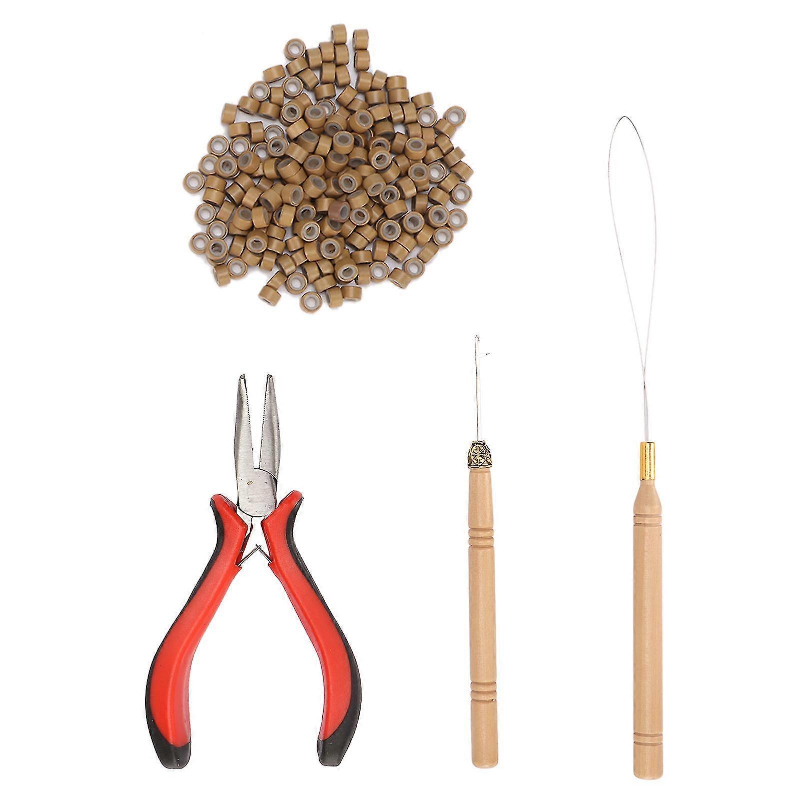 Hair Extension Tool Kit with Micro Silicone Rings Beads and Pliers for Styling 200pcs Hair Rings Included