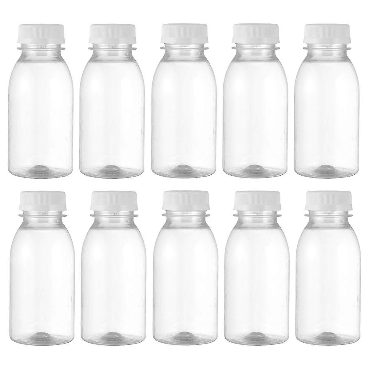 10Pcs Transparent Water Bottle Plastic Beverage Bottles 250ML (Transparent)