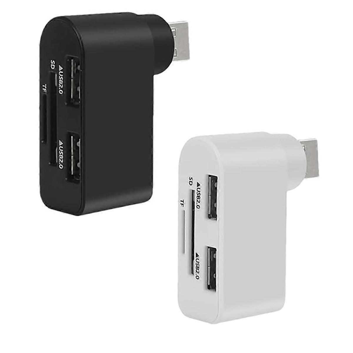 4 w 1 obrotowy hub USB, hub do laptopa, przenośny hub USB z obrotem o 180 stopni, stacja dokująca do huba USB (czarny + biały)