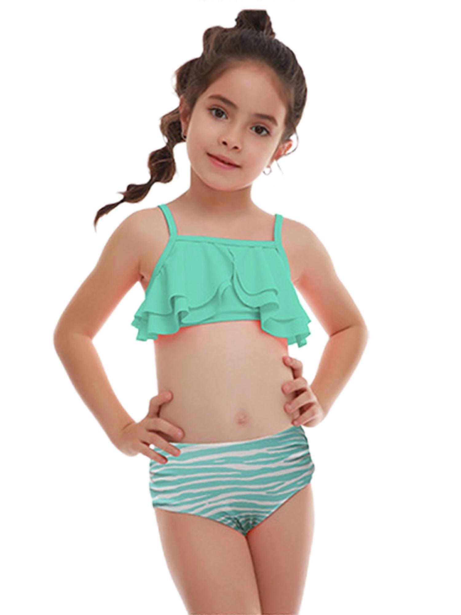 Barn Flicka Bikini Set Volang Badkläder Sommar Baddräkt Baddräkt Strandkläder Barn Baddräkt