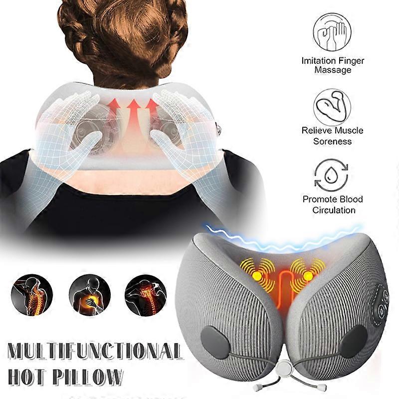 Multifunction Memory Foam Neck Pillow Heated Massagers Soft Airplane Pillow Ergonomic Massagers Healthcare Travel Pillows for Nap
