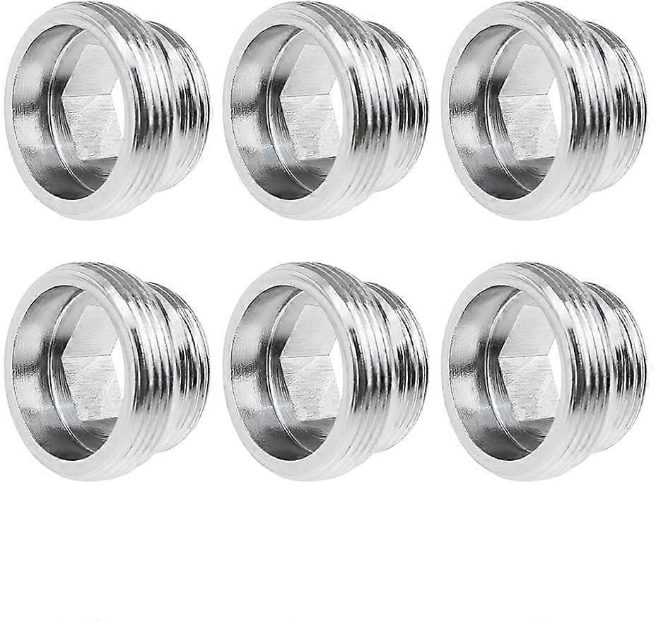 6 Pieces Silver Metal Faucet Adapters M20 to M25 Faucet Aerator Connector External Thread Adapters with Rubber Gasket - for Kitchen and Bathroom Fauce
