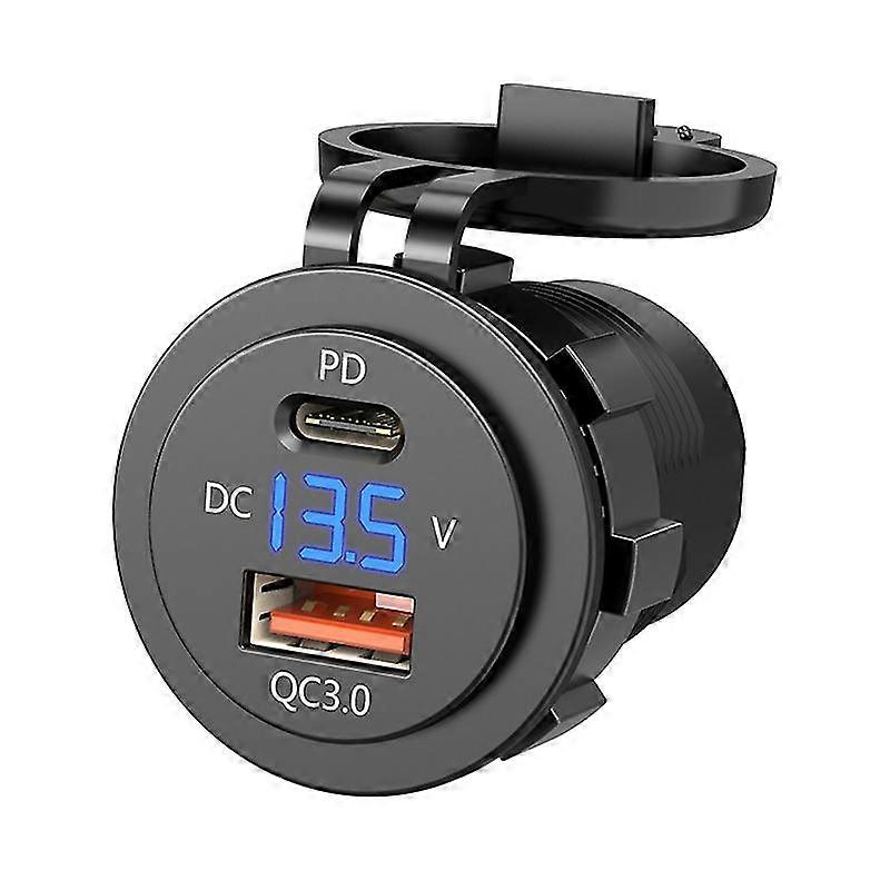 Ip66 Vanntett 12v Dc Strøm Levering Qc3.0 Dual Type-c 5v 3a Usb Motorsykkel SigarettEnner Socket Lader Kontakt