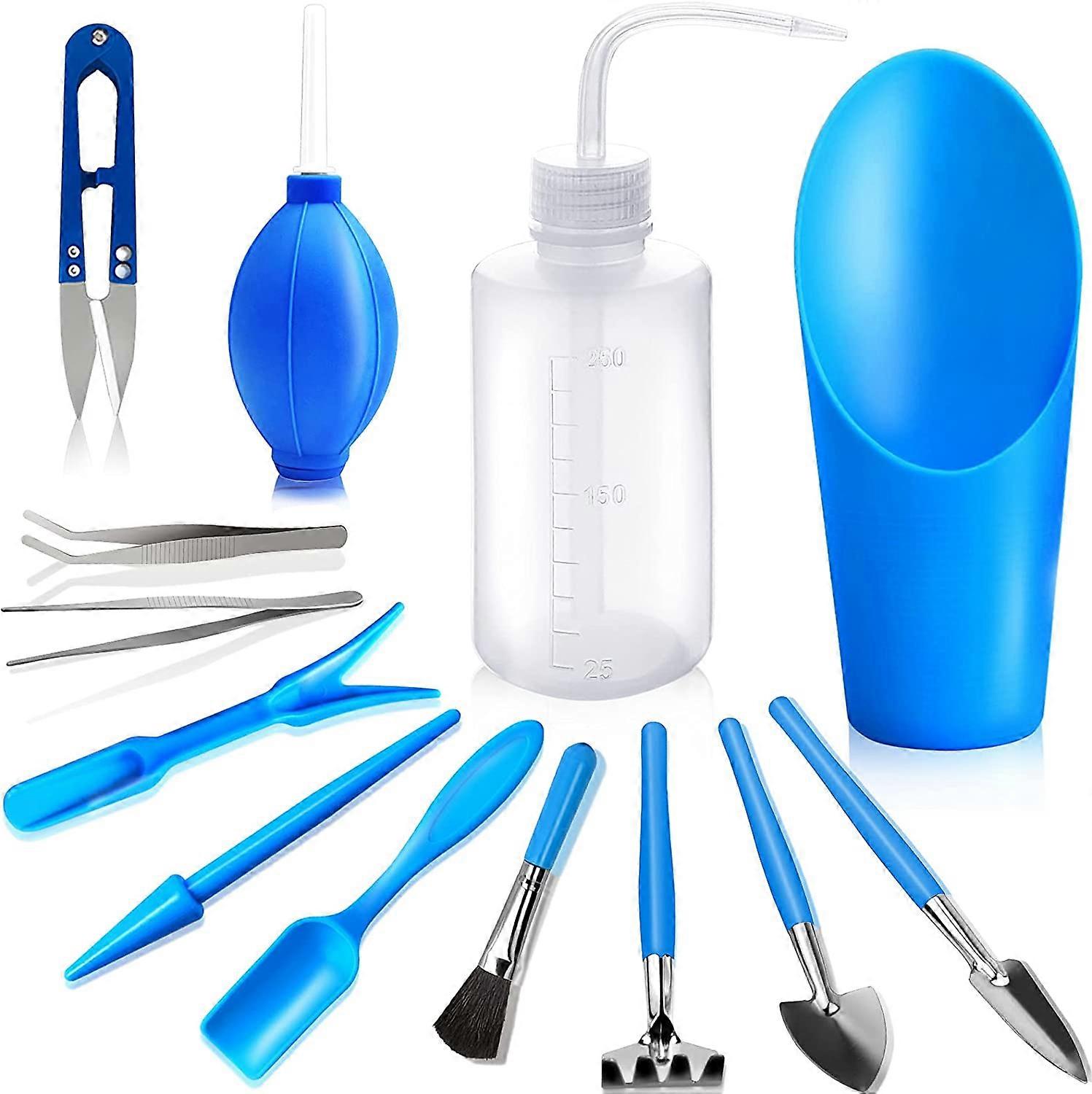 Succulent Tools, 13 Pcs Mini Garden Tool Set, Transplanting Tools Set,Succulent Care kit for Gardening Plant, Blue