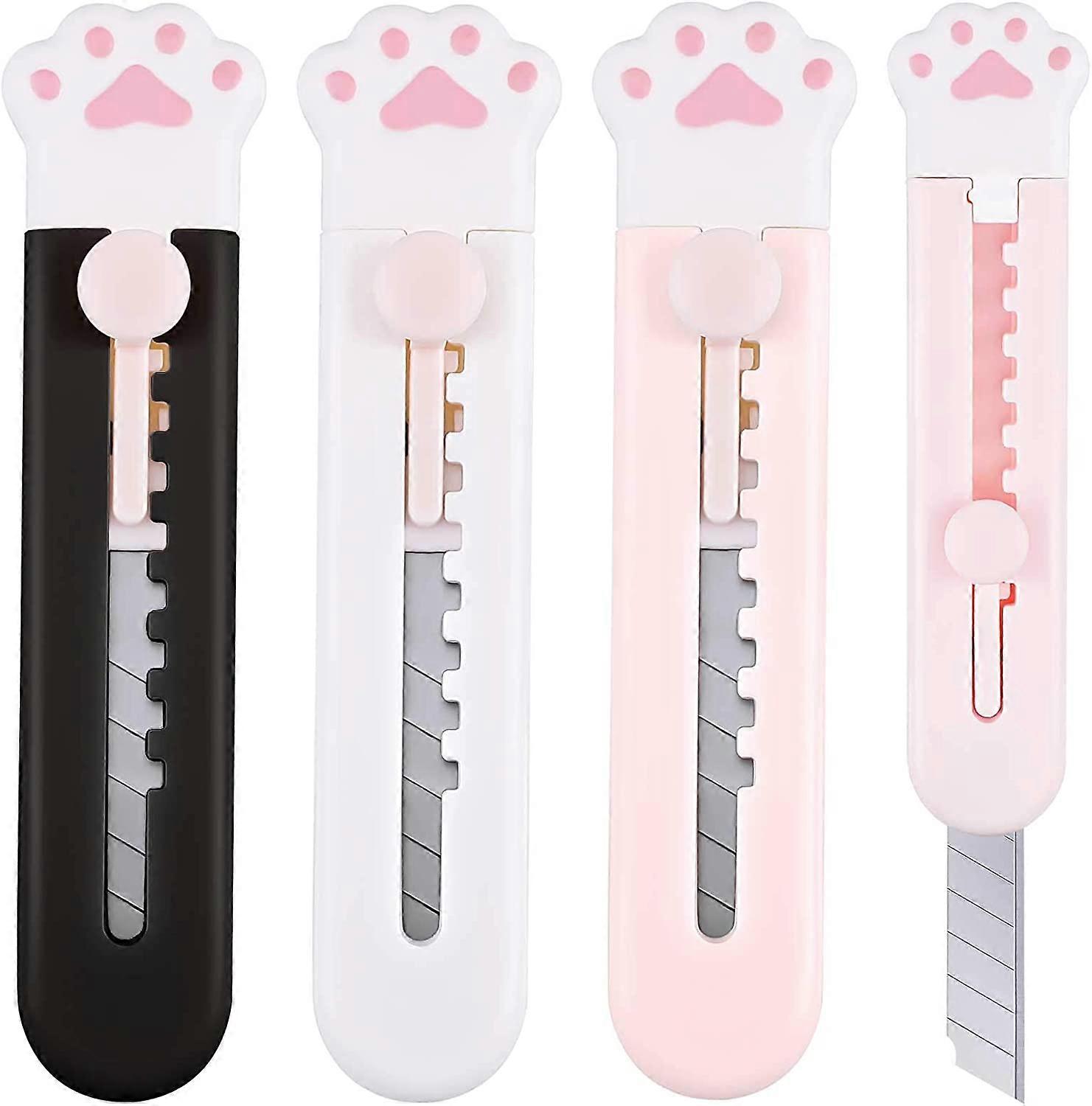 Utility Retractable Knives Cartoon Cat Lovely Paw Box Cutters Pointed Cute Cardboard Cutter Razor Knife Smooth Mechanism Cutter Utility Knife for Offi