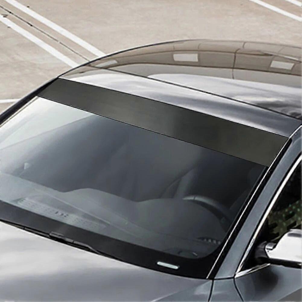 Car Black Matte Sun Strip 130x20cm Front View Sunshade For Front Rear Windshield