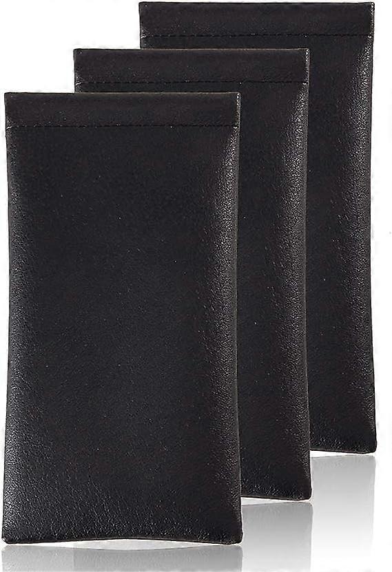 Squeeze Leather Sunglasses Pouch - 3 Pack Spring Storage Glasses Pouch Holder