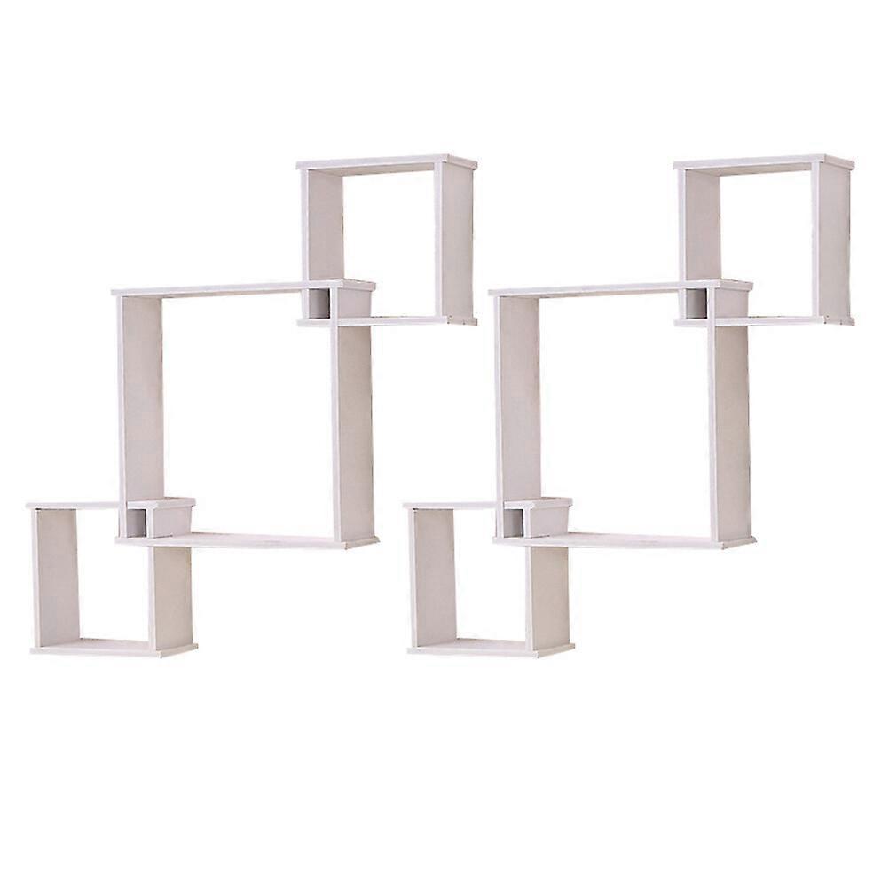 2 Sets Floating Wall Square Shelf Wall-mounted Floating Shelf Bedroom Display Shelf
