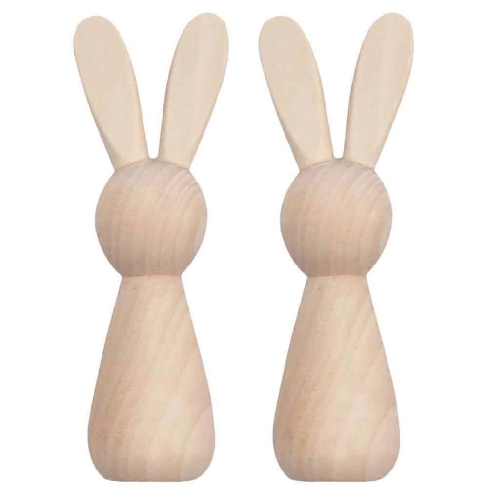 4 Pcs DIY Poupée De Lapin Inachevée DIY Graffiti Mini Lapin En Bois Non Peint Poupée De Lapin En Bois