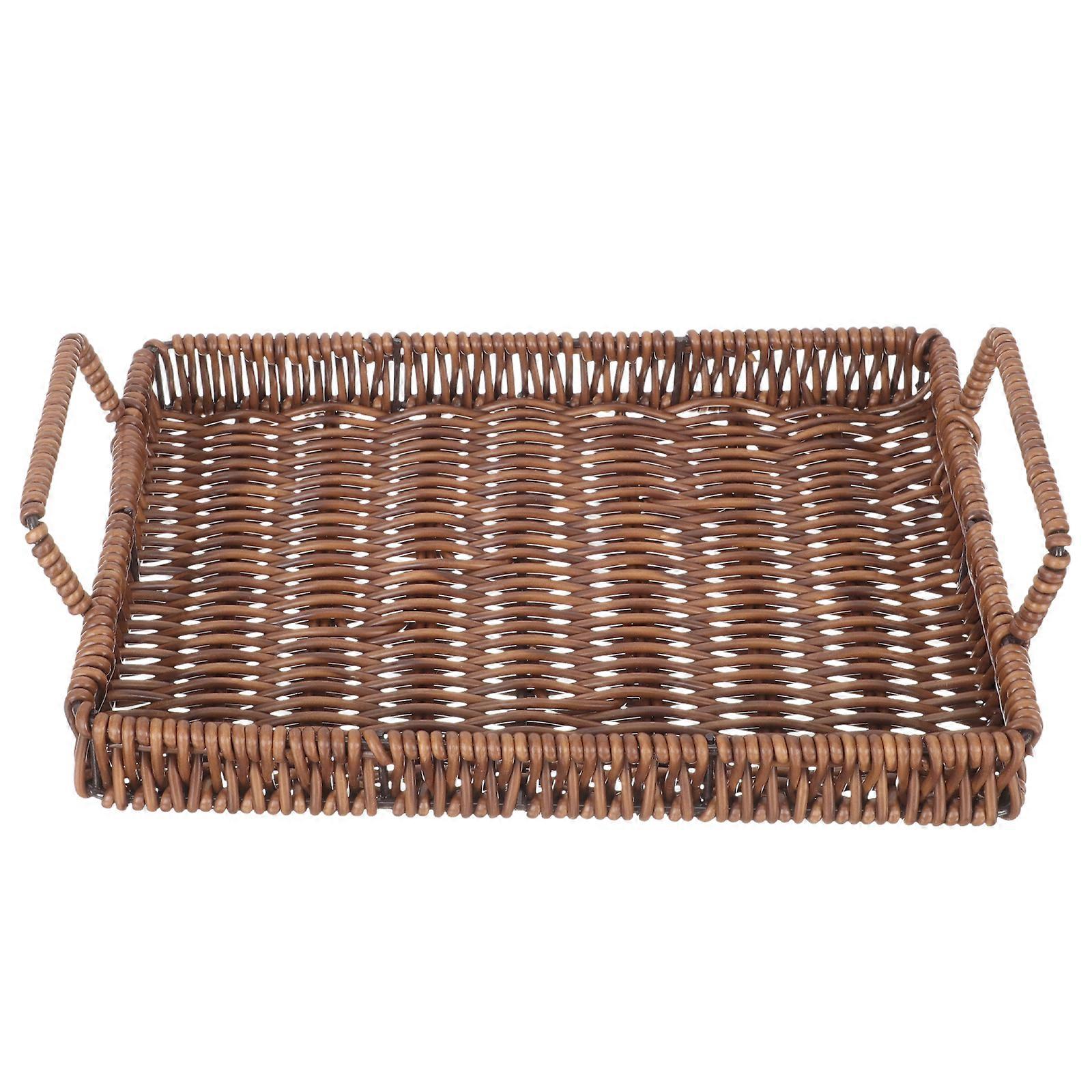 Desktop Bread Storage Basket Bread Basket Rectangular Woven Basket with Handles